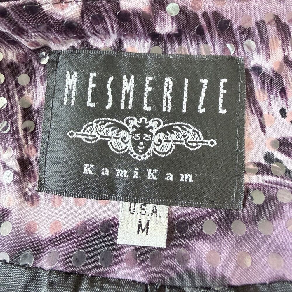 Vintage Y2K Mesmerize KamiKam Jacket M Purple Animal Print Sequin Zip Up Sparkle - Picture 11 of 13